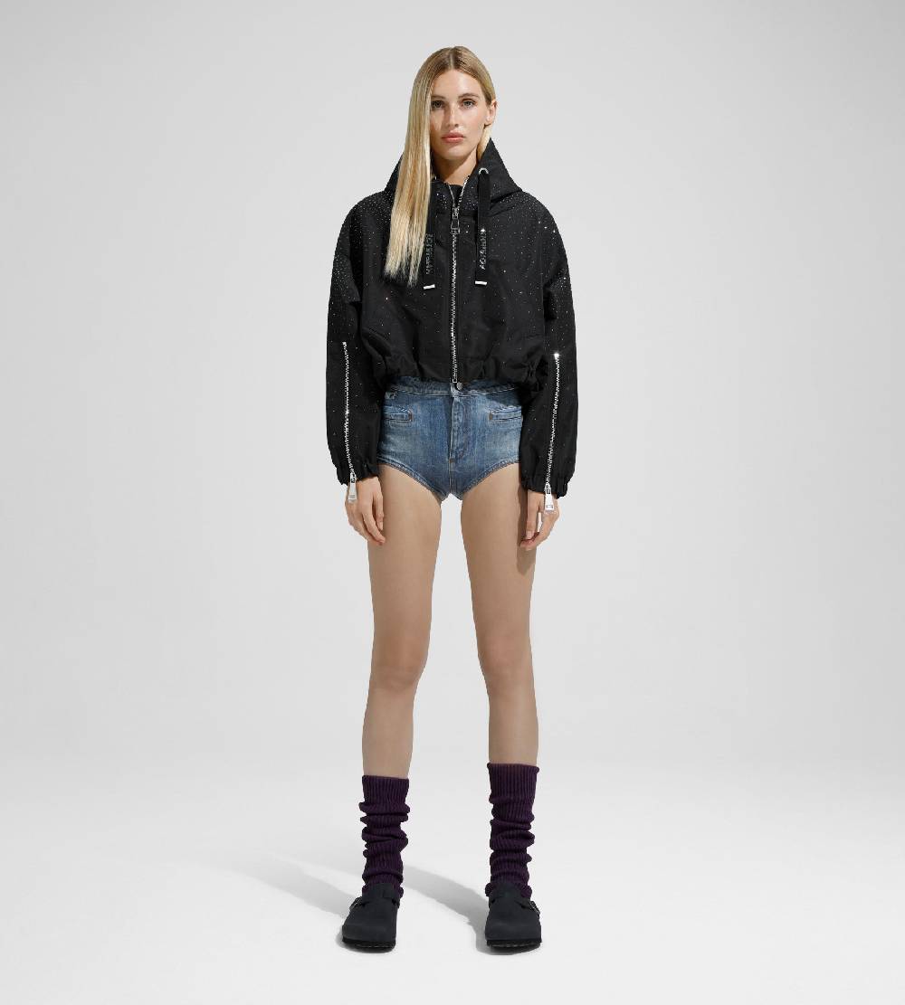 Khrisjoy KHRIS CROP WINDBREAKER STRASS BLACK Liquidazione