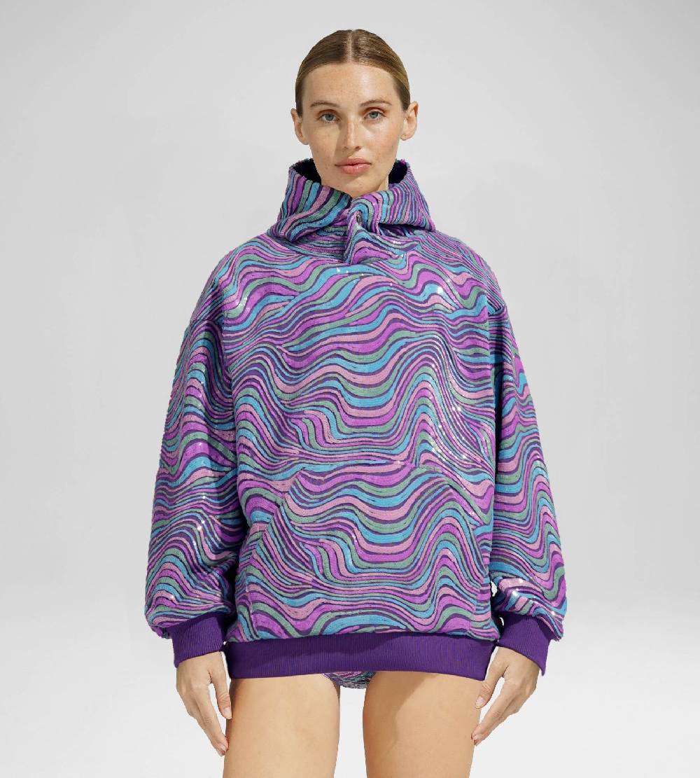 Khrisjoy WAVE PAILLETTES HOODIE MIX GRAPE Ultimo giorno