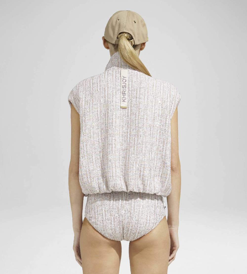 Khrisjoy JOY VEST TWEED CROPPED PAILLETTES TRAMÉ Promozione temporanea