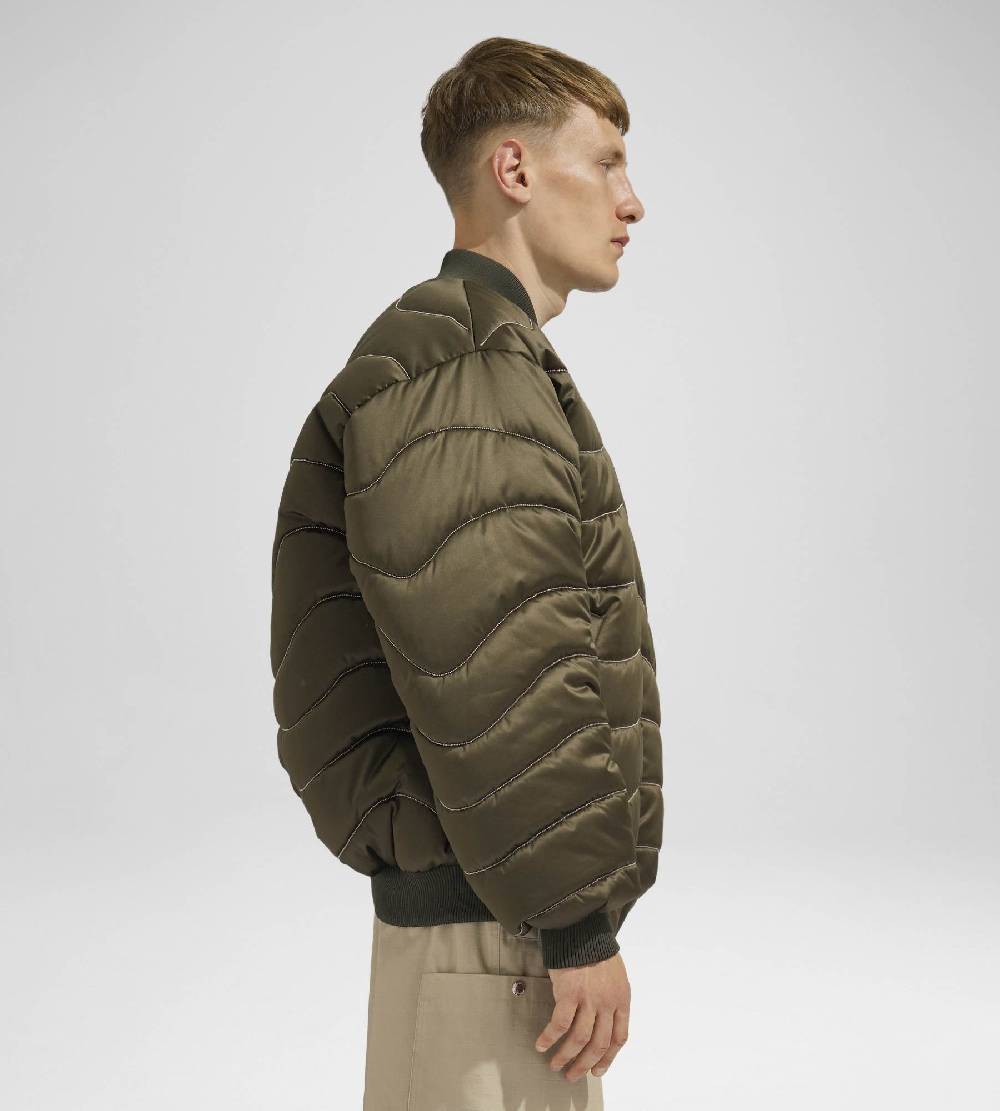 Khrisjoy BOMBER SATIN WAVE CHAINS OLIVE GREEN Qualità