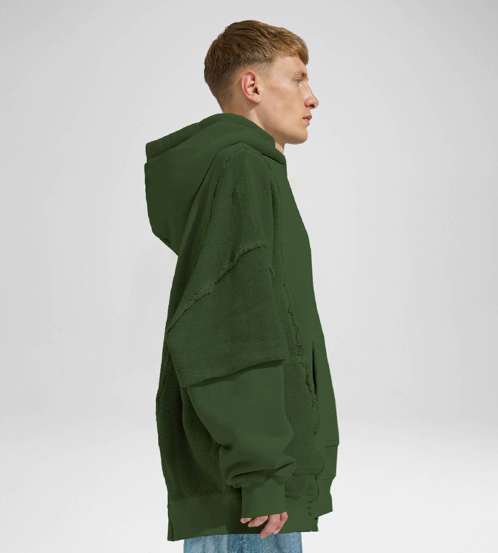 Khrisjoy HOODIE DOUBLE POCKETS OLIVE GREEN Spedizione Gratuita