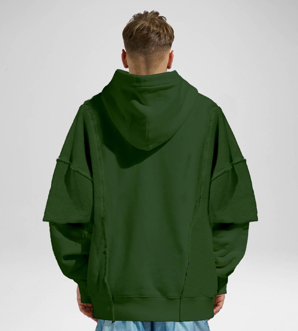 Khrisjoy HOODIE DOUBLE POCKETS OLIVE GREEN Spedizione Gratuita