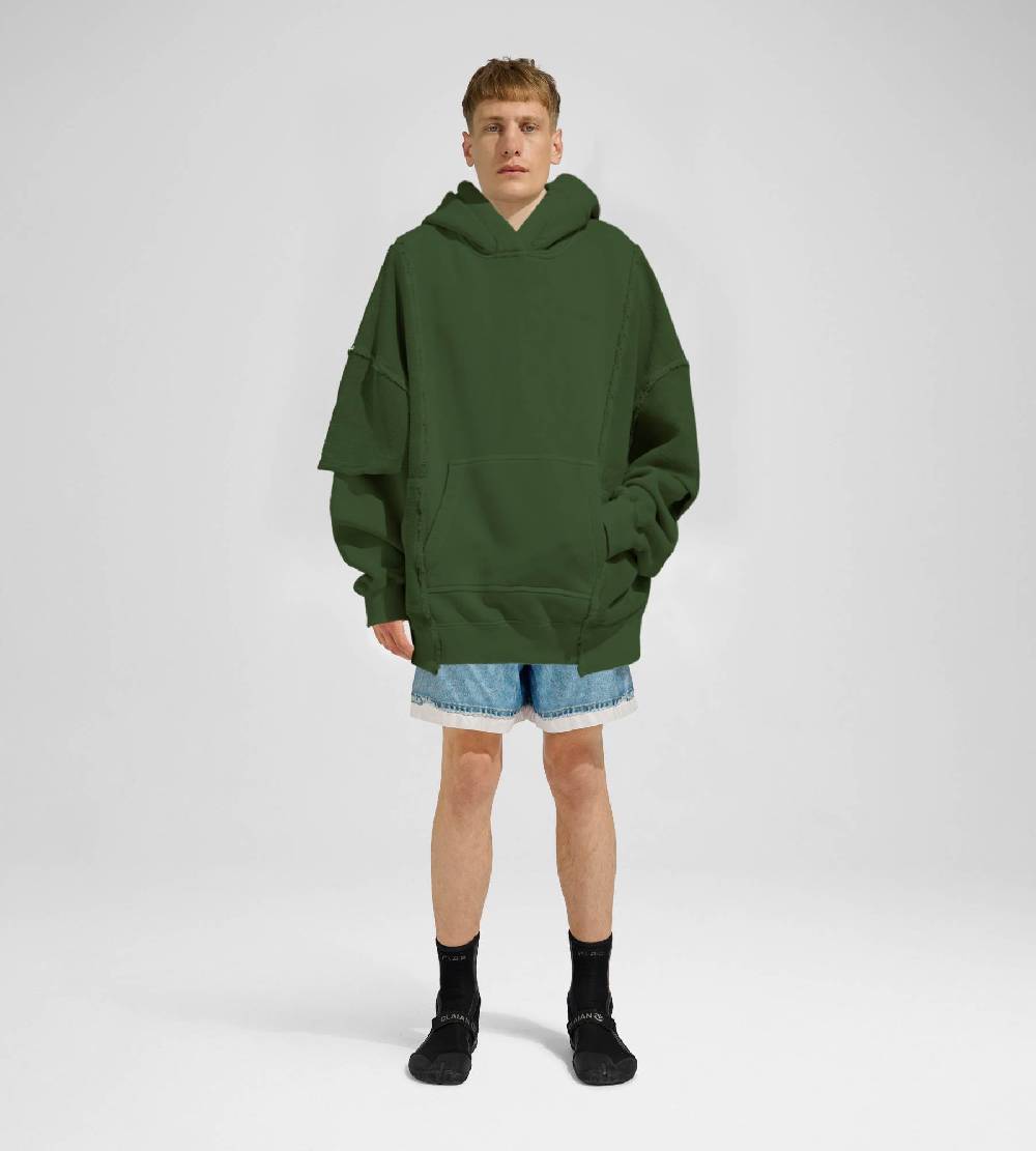 Khrisjoy HOODIE DOUBLE POCKETS OLIVE GREEN Spedizione Gratuita