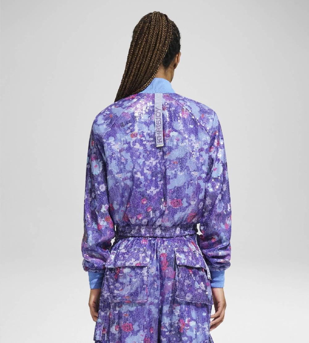 Khrisjoy TRACK JACKET PAILLETTES FLOWERS UPSIDE DOWN GRAPE Spedizione gratuita