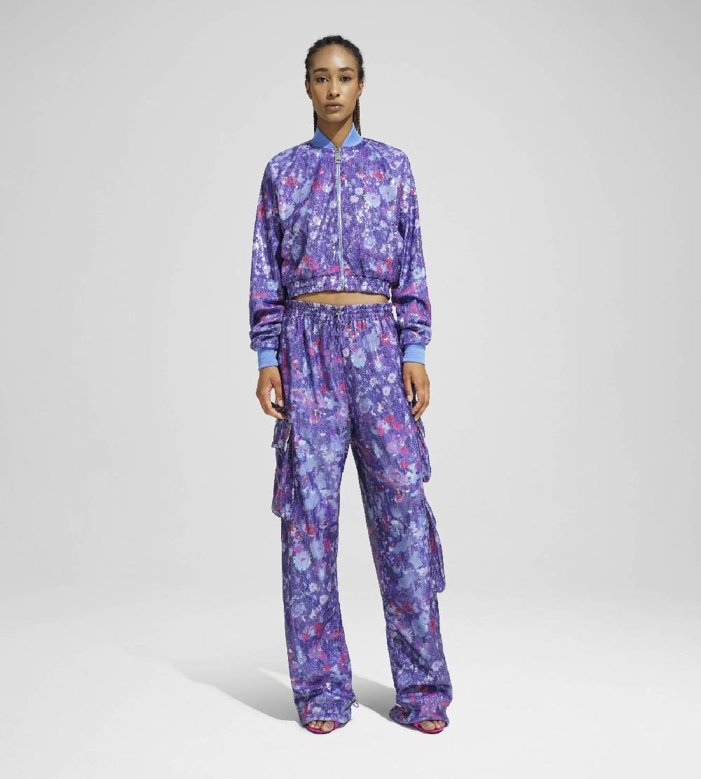 Khrisjoy TRACK JACKET PAILLETTES FLOWERS UPSIDE DOWN GRAPE Spedizione gratuita