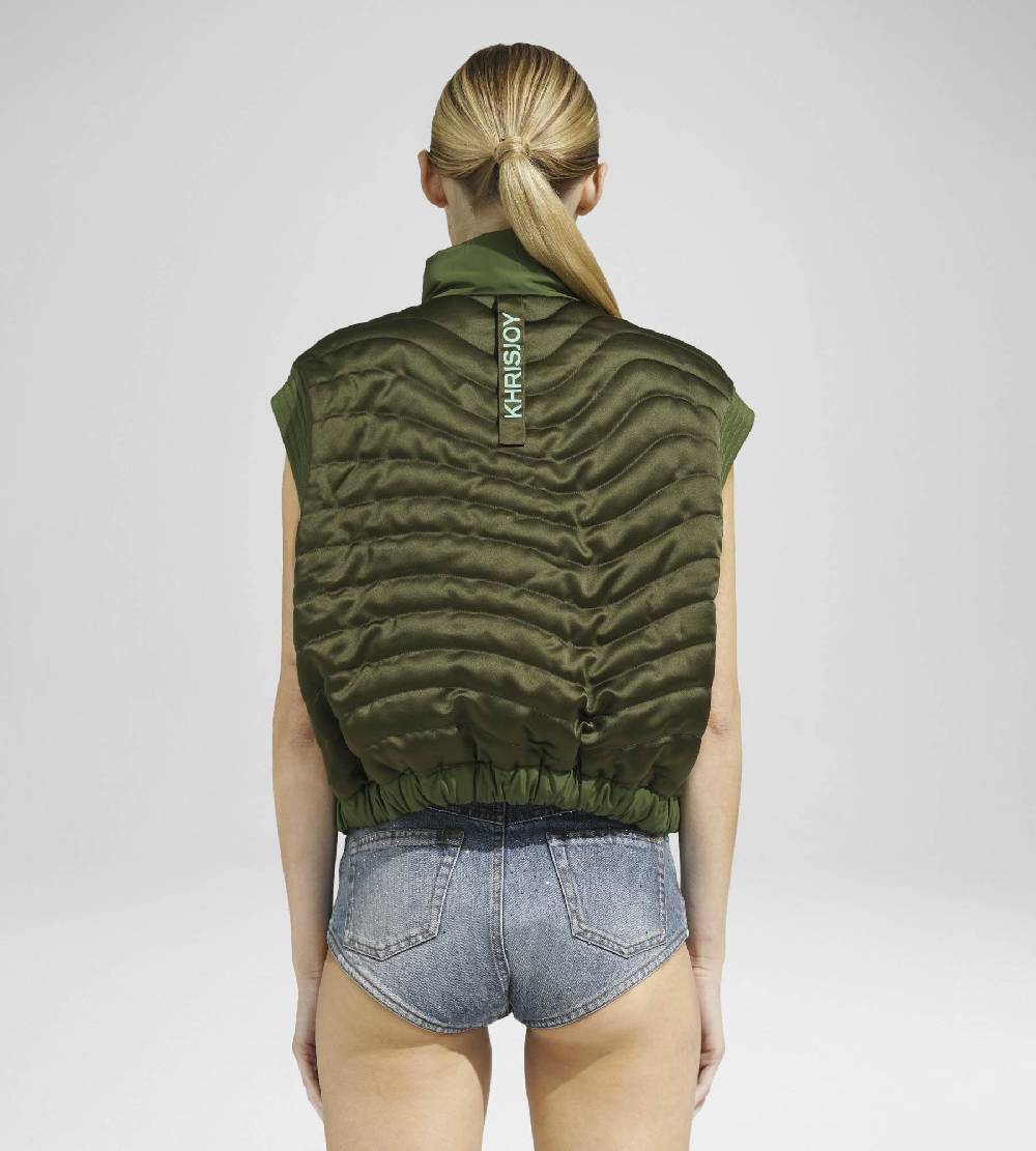Khrisjoy JOY SATIN CROPPED VEST OLIVE GREEN Vendite stagionali