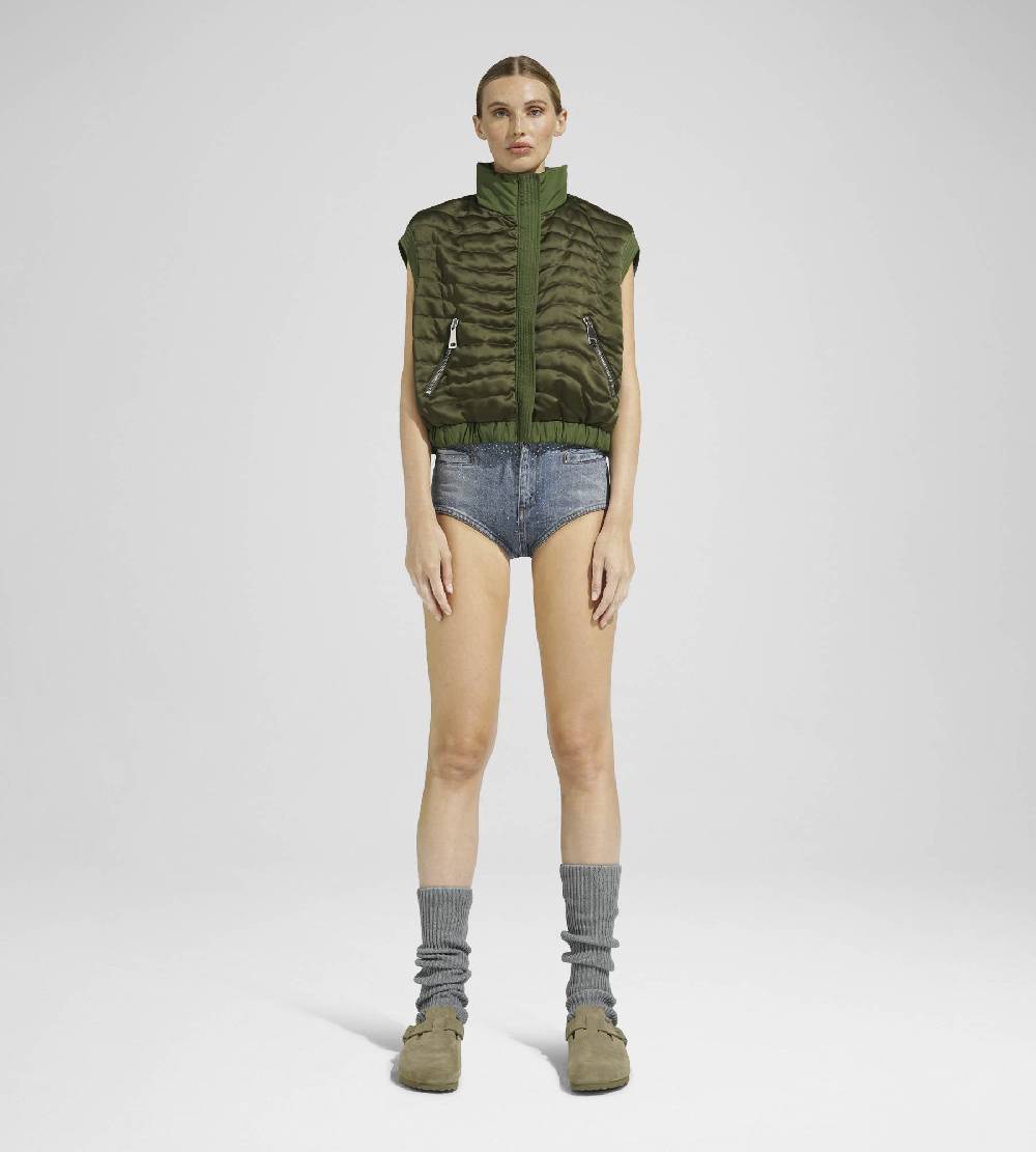 Khrisjoy JOY SATIN CROPPED VEST OLIVE GREEN Vendite stagionali