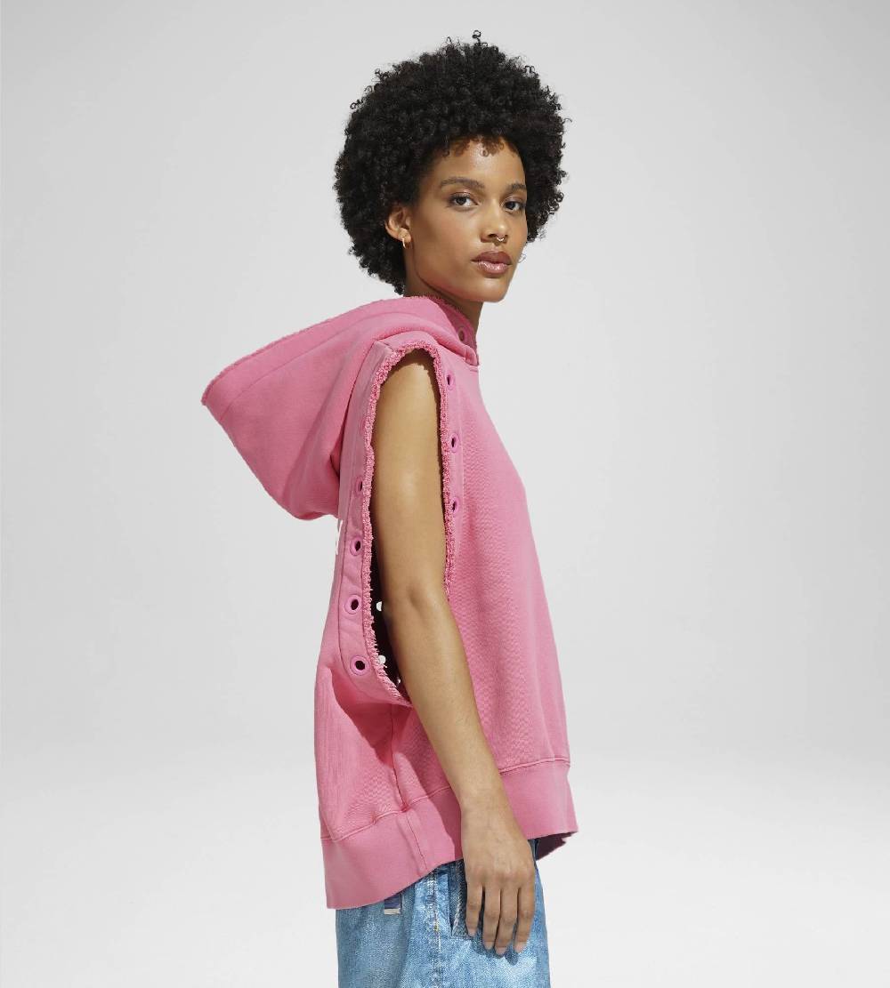 Khrisjoy HOODIE VEST EYELETS CANDY PINK Grandi sconti