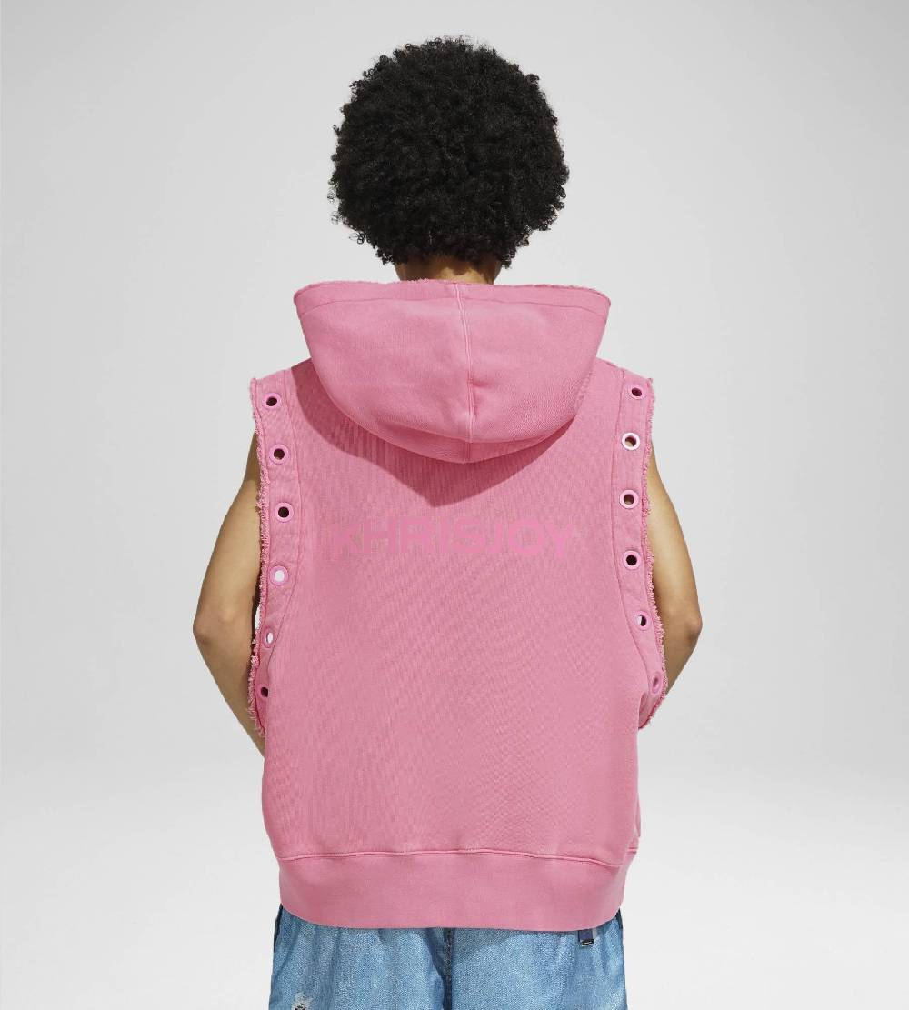 Khrisjoy HOODIE VEST EYELETS CANDY PINK Grandi sconti