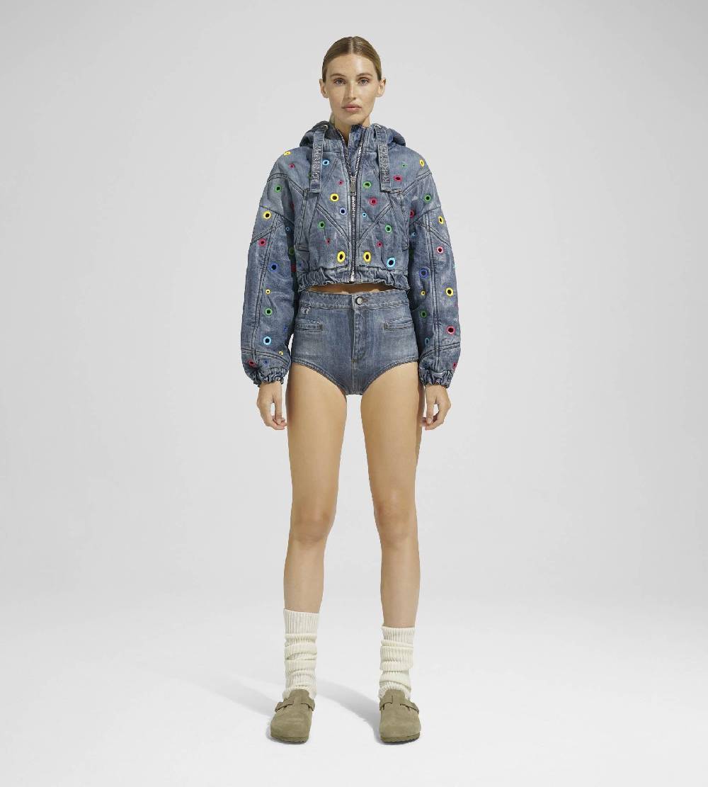 Khrisjoy KHRIS CROP DENIM EYELETS MULTICOLOR DENIM Liquidazione