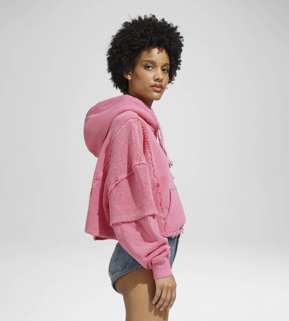 Khrisjoy HOODIE CROP DOUBLE POCKETS CANDY PINK Super Saving Price