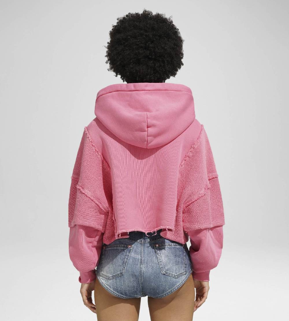Khrisjoy HOODIE CROP DOUBLE POCKETS CANDY PINK Super Saving Price