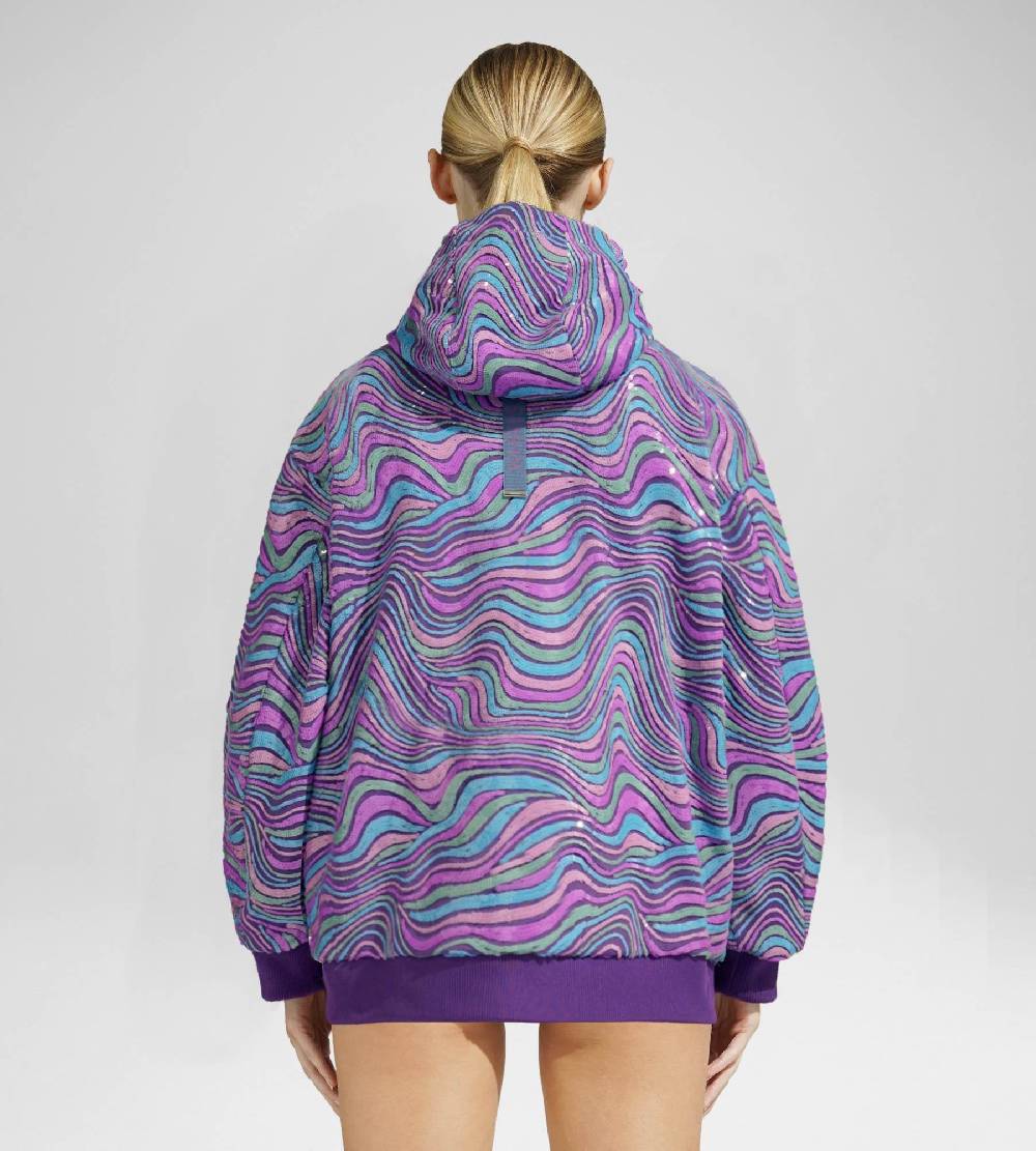 Khrisjoy WAVE PAILLETTES HOODIE MIX GRAPE Trasporto libero internazionale