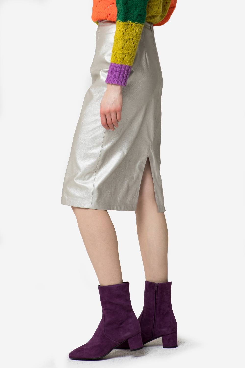 Kristina Ti JANE - Eccentric silver eco-leather sheath dress Vendite Flash