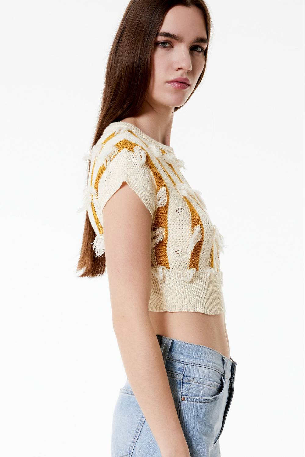 Kristina Ti ALMA - Knitted crop top Fringe Italia