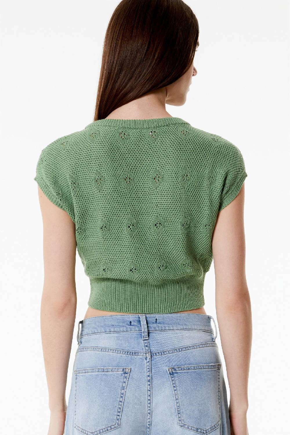 Kristina Ti TEA - Knitted crop top Fringe In Linea