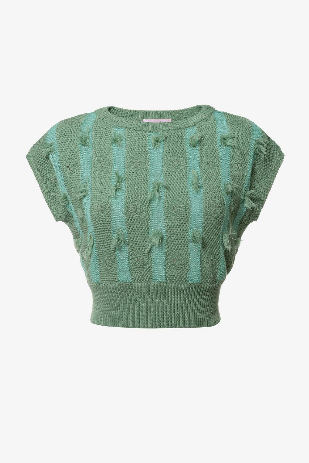 Kristina Ti TEA - Knitted crop top Fringe In Linea