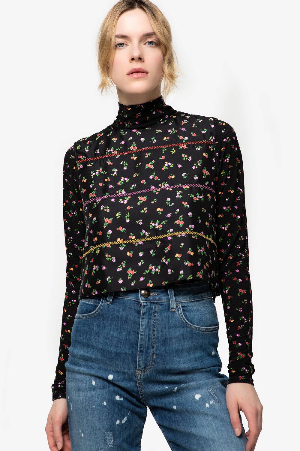 Kristina Ti AMARILLI - Silk microflower top Prezzo Ridotto