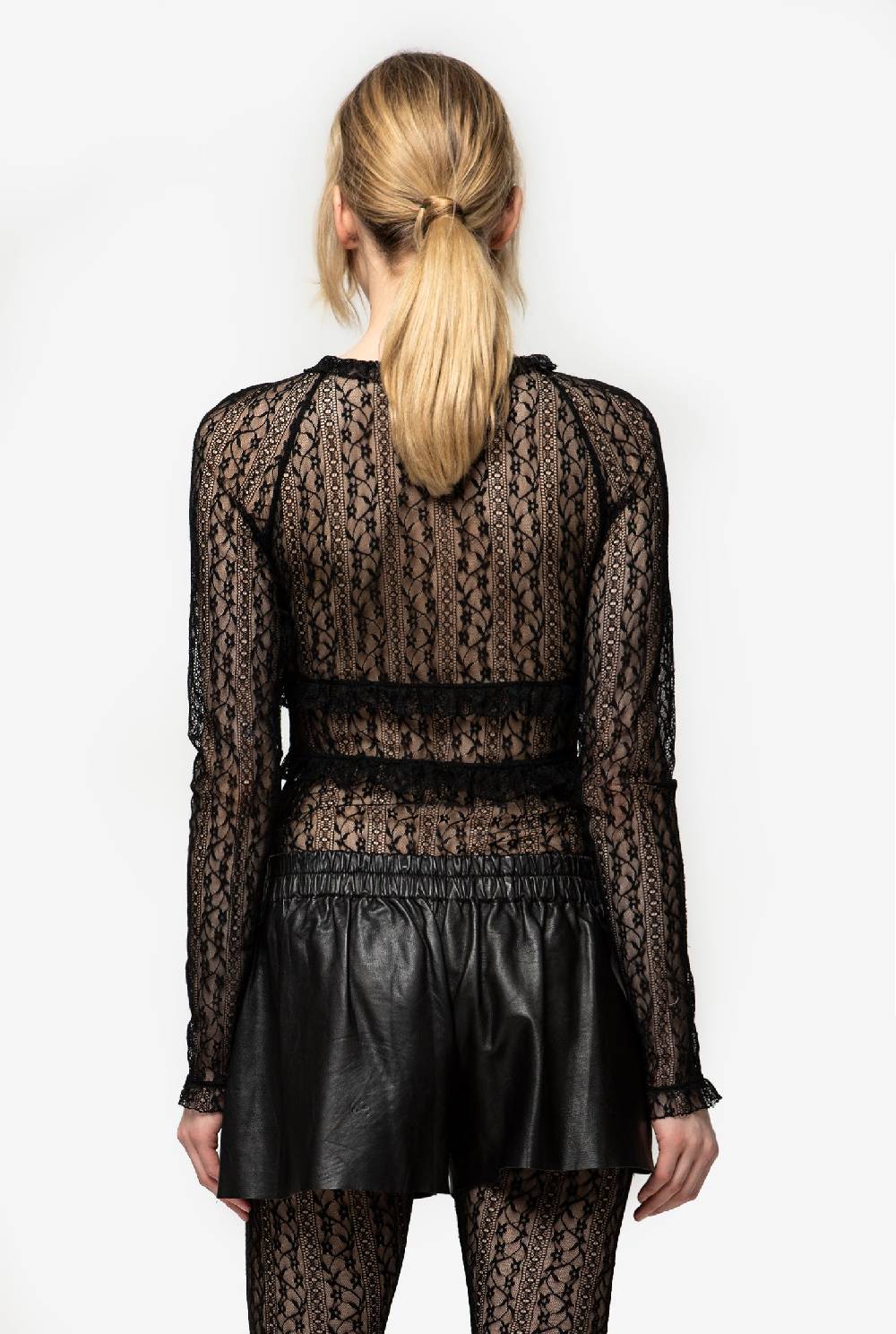 Kristina Ti HOLLY - Undress lace crew-neck T-shirt 2025