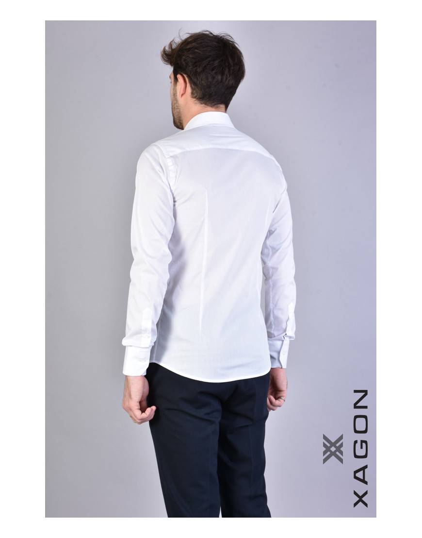 La haine inside us CAMICIA PAMATE Stretch Slim Fit Bianco Vendita Economica
