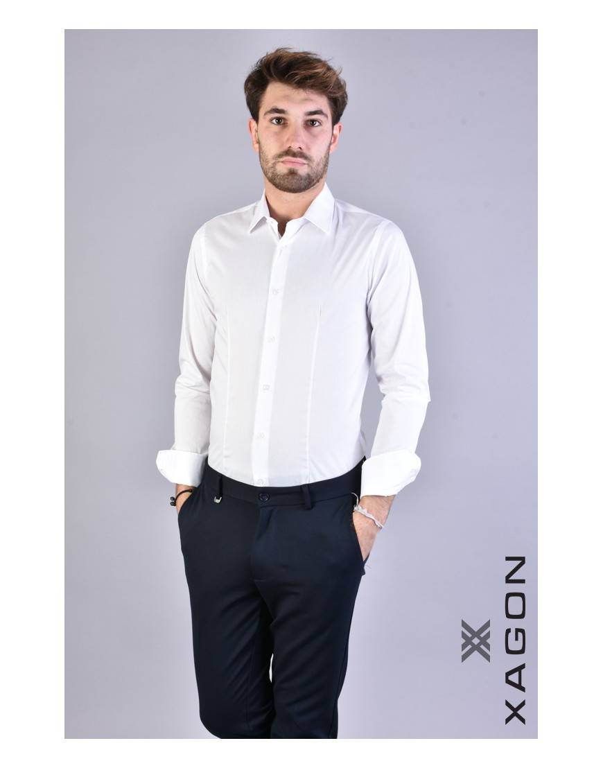 La haine inside us CAMICIA PAMATE Stretch Slim Fit Bianco Vendita Economica