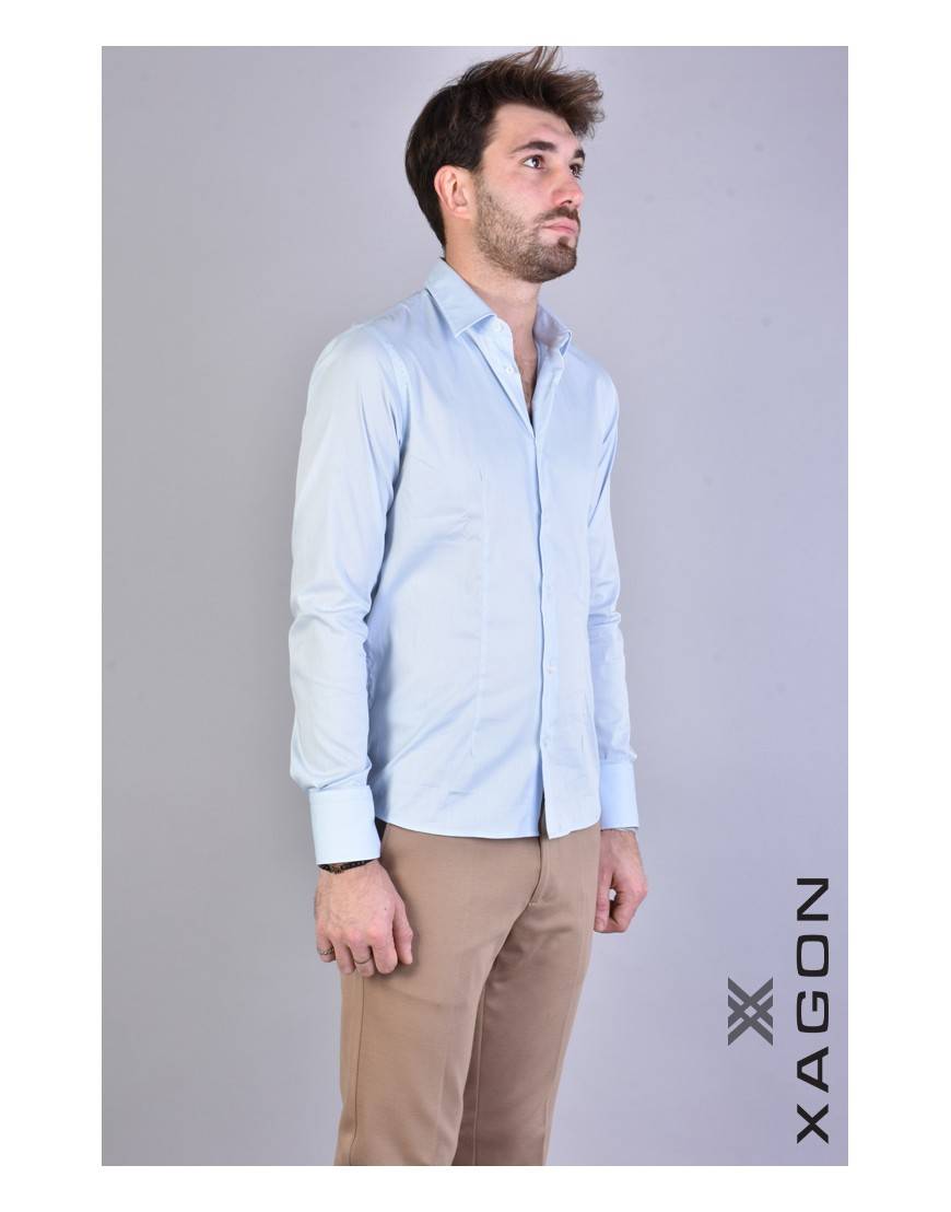 La haine inside us CAMICIA PAMATE Stretch Slim Fit Cielo Vendite Flash
