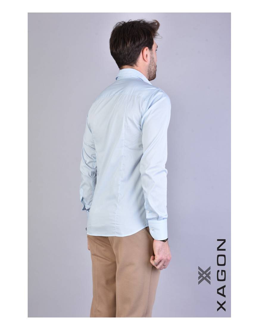 La haine inside us CAMICIA PAMATE Stretch Slim Fit Cielo Vendite Flash