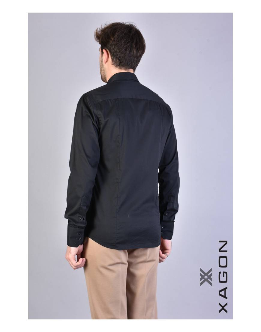 La haine inside us CAMICIA PAMATE Stretch Slim Fit Nero Negozio