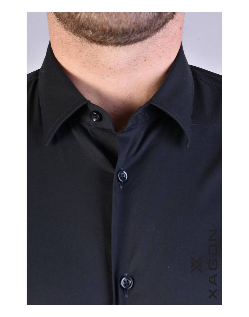 La haine inside us CAMICIA PAMATE Stretch Slim Fit Nero Negozio