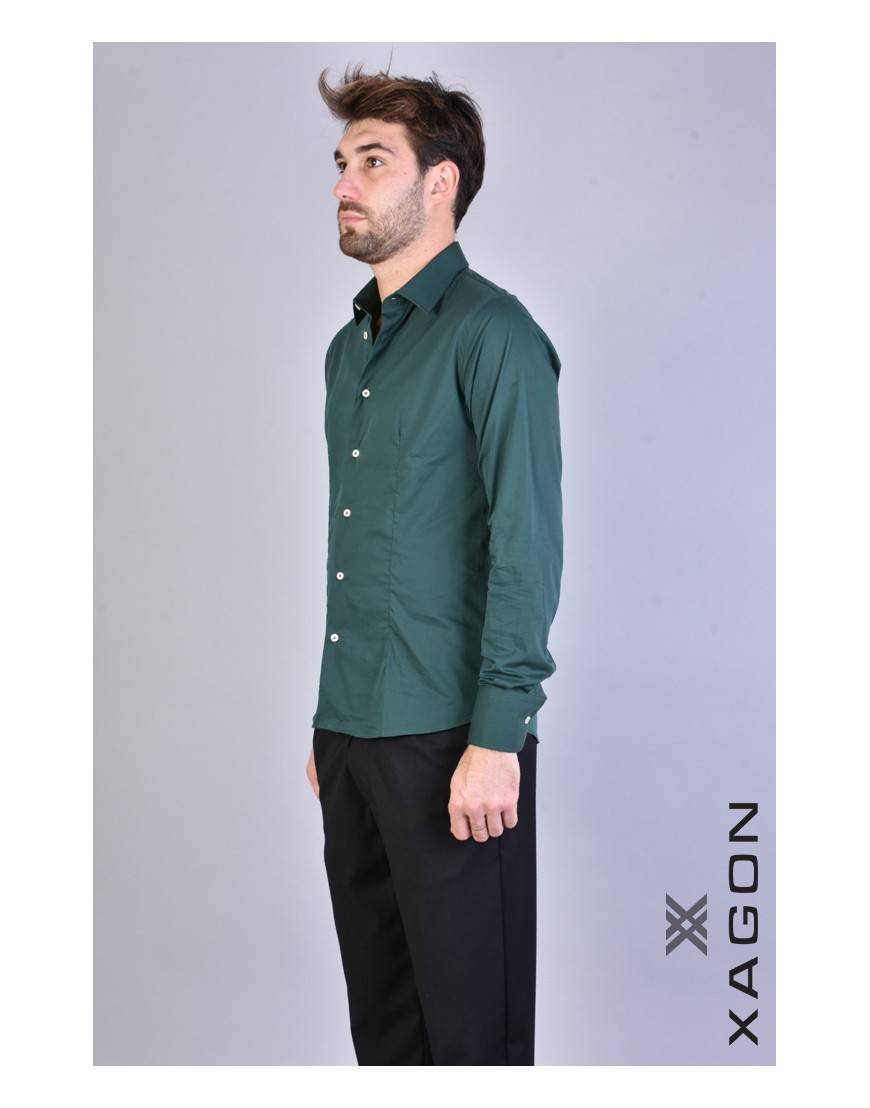La haine inside us CAMICIA PAMATE Stretch Slim Fit Verde In Saldo