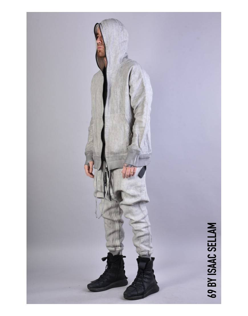La haine inside us ZIPPY HOOD LINEN Grey Pezzi Unici