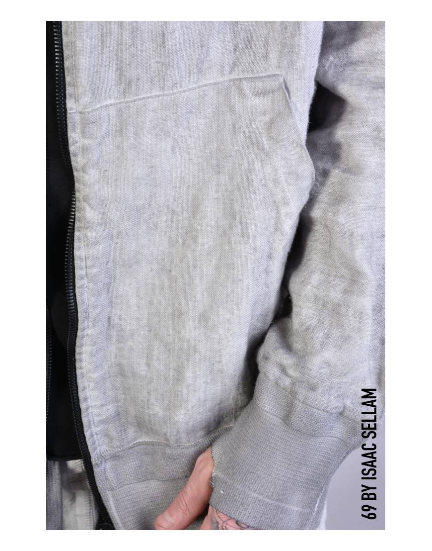 La haine inside us ZIPPY HOOD LINEN Grey Pezzi Unici