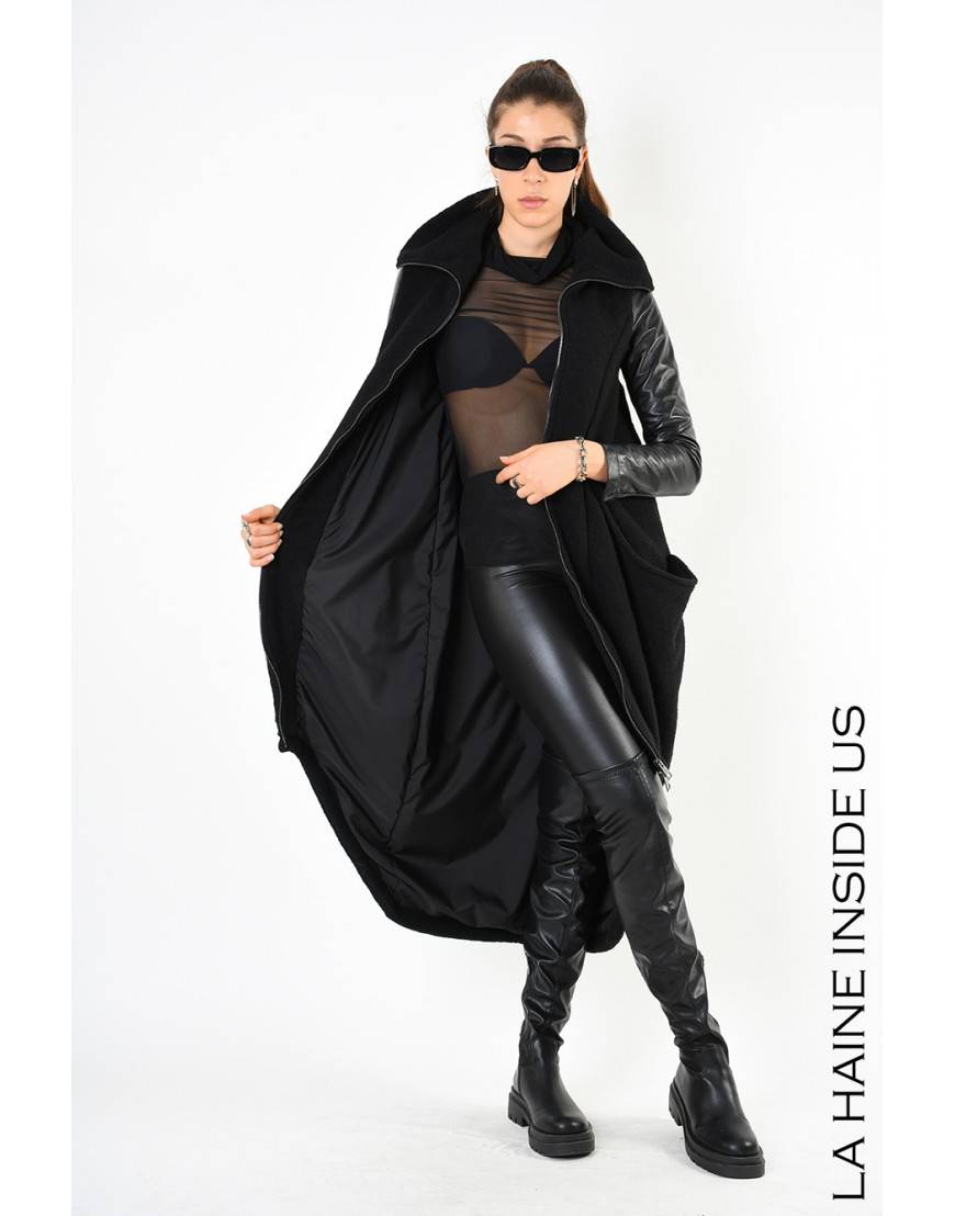 La haine inside us 4B LW799 CAPPOTTO Nero Prezzo basso