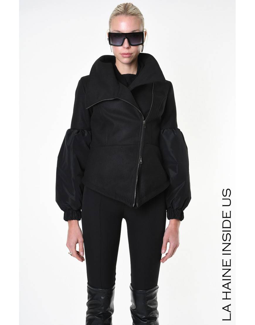 La haine inside us 4B LW837 CAPPOTTO Nero In Saldo