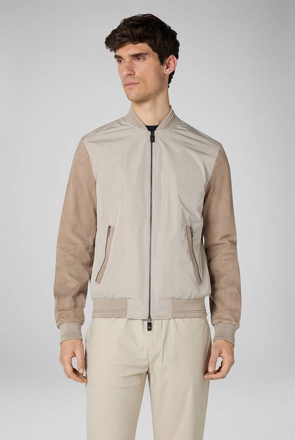 Lab. Pal Zileri Bomber beige in nylon e suede Nuovo