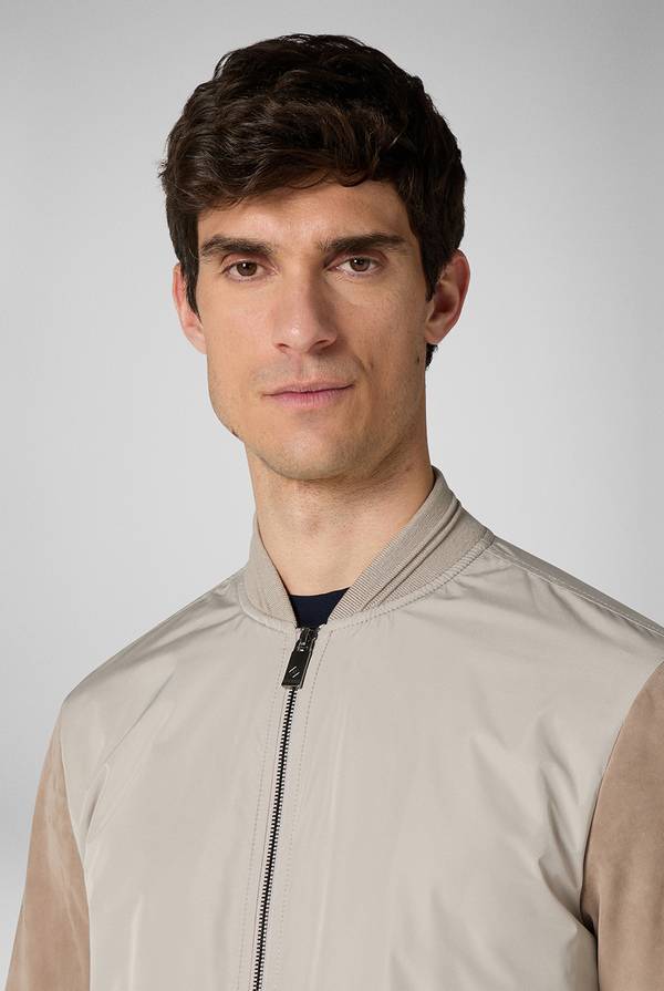 Lab. Pal Zileri Bomber beige in nylon e suede Nuovo