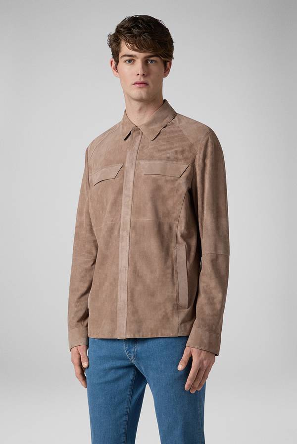 Lab. Pal Zileri Overshirt in suede e nappa micro perforata Promozione