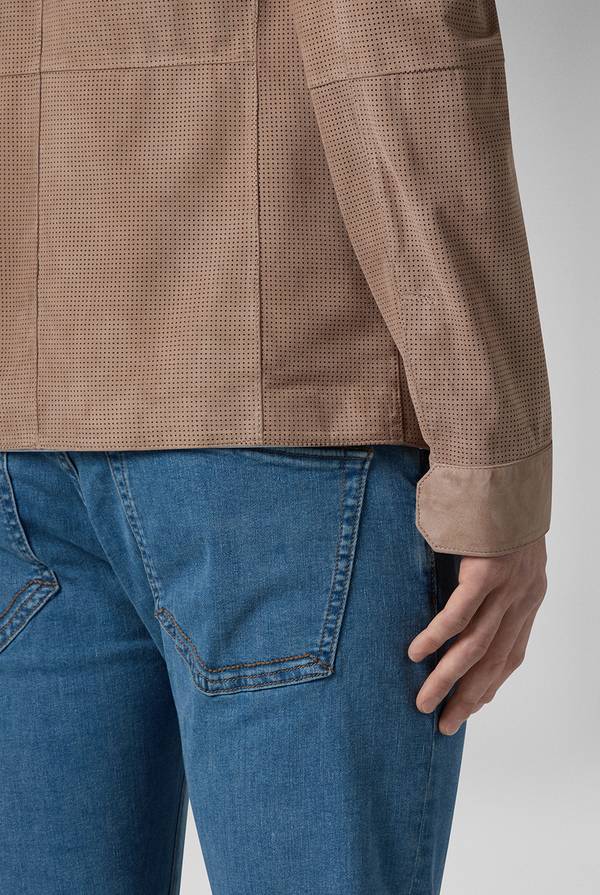 Lab. Pal Zileri Overshirt in suede e nappa micro perforata Promozione