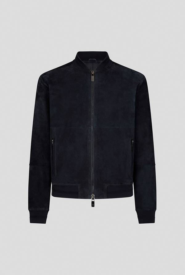Lab. Pal Zileri Bomber in suede blu navy