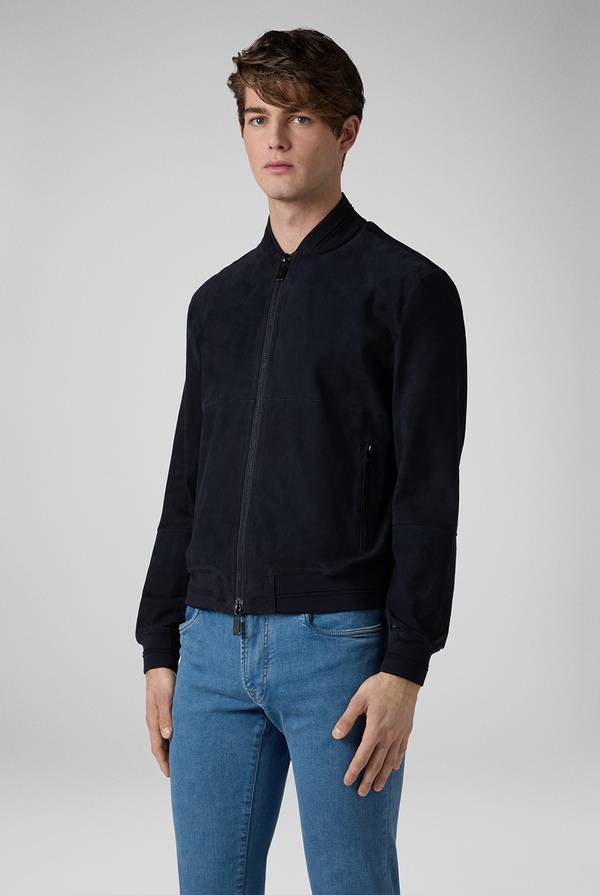 Lab. Pal Zileri Bomber in suede blu navy Soddisfazione Garantita