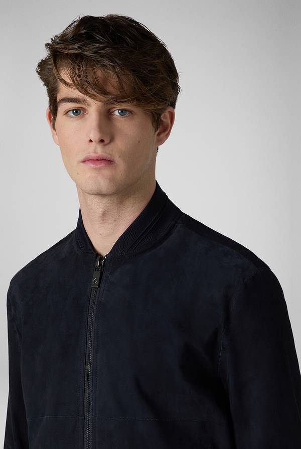 Lab. Pal Zileri Bomber in suede blu navy Soddisfazione Garantita