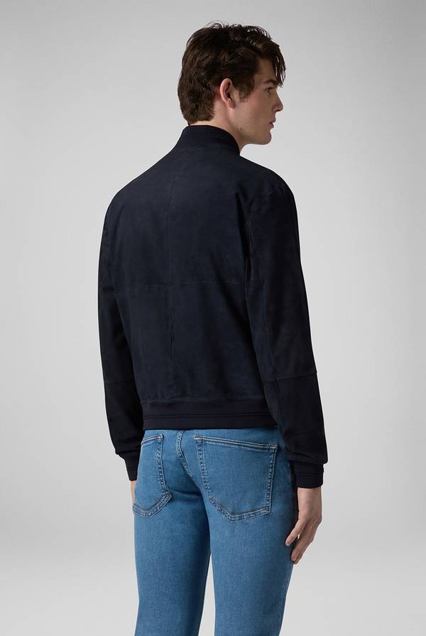 Lab. Pal Zileri Bomber in suede blu navy Soddisfazione Garantita