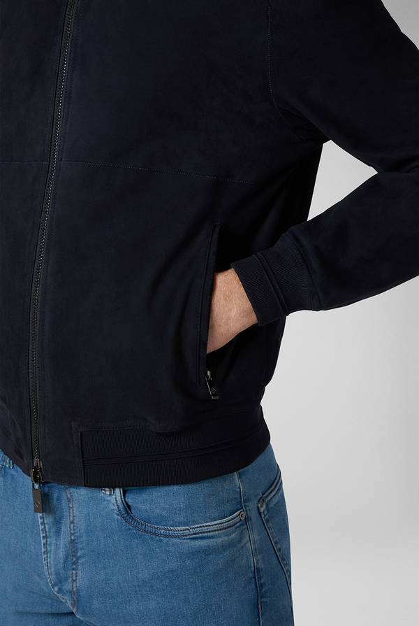 Lab. Pal Zileri Bomber in suede blu navy Soddisfazione Garantita