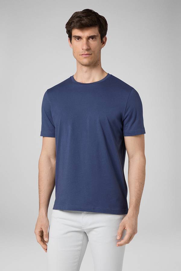 Lab. Pal Zileri T-Shirt in cotone nel colore blu Vendita Calda