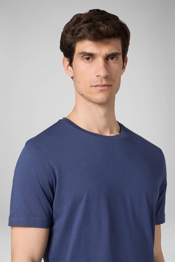 Lab. Pal Zileri T-Shirt in cotone nel colore blu Vendita Calda