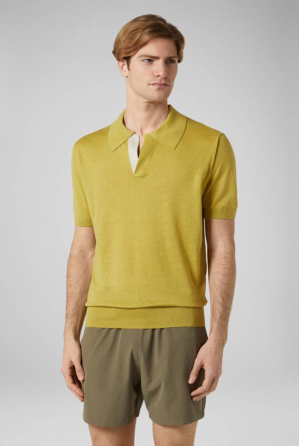 Lab. Pal Zileri Polo in maglia di lino e seta color senape Moda