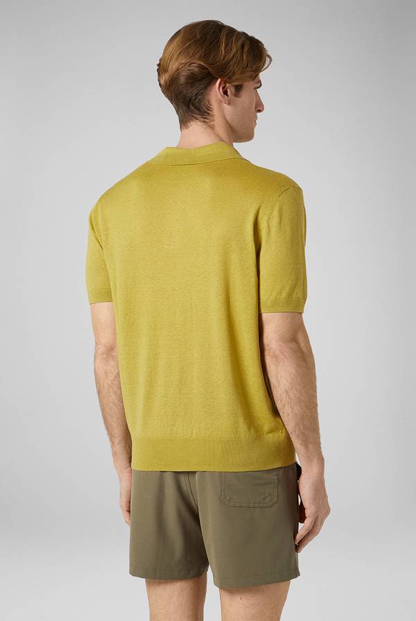 Lab. Pal Zileri Polo in maglia di lino e seta color senape Moda