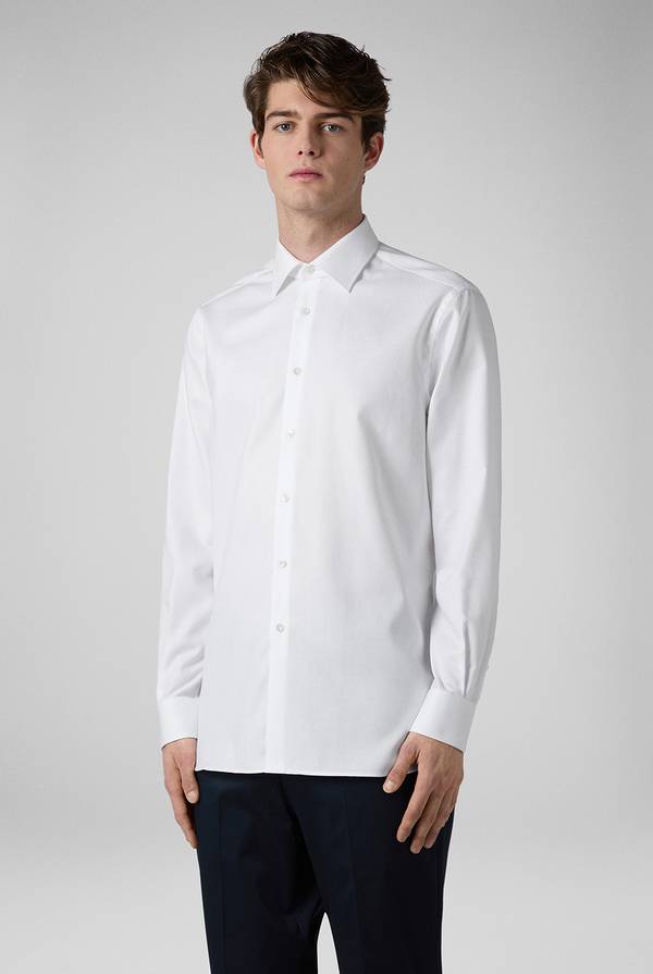 Lab. Pal Zileri Camicia bianca in cotone con micro struttura 2025