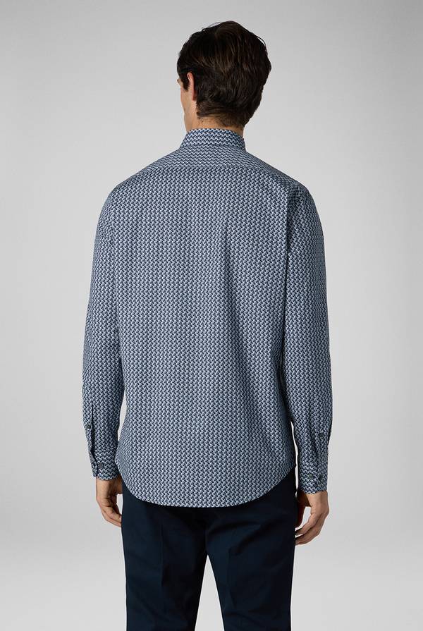 Lab. Pal Zileri Camicia in cotone stampato nei toni del blu In Linea