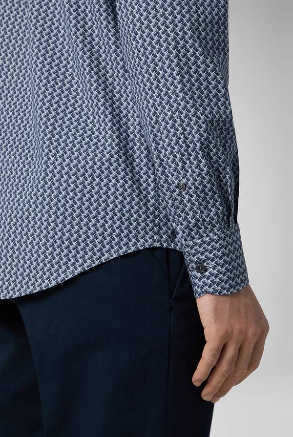 Lab. Pal Zileri Camicia in cotone stampato nei toni del blu In Linea